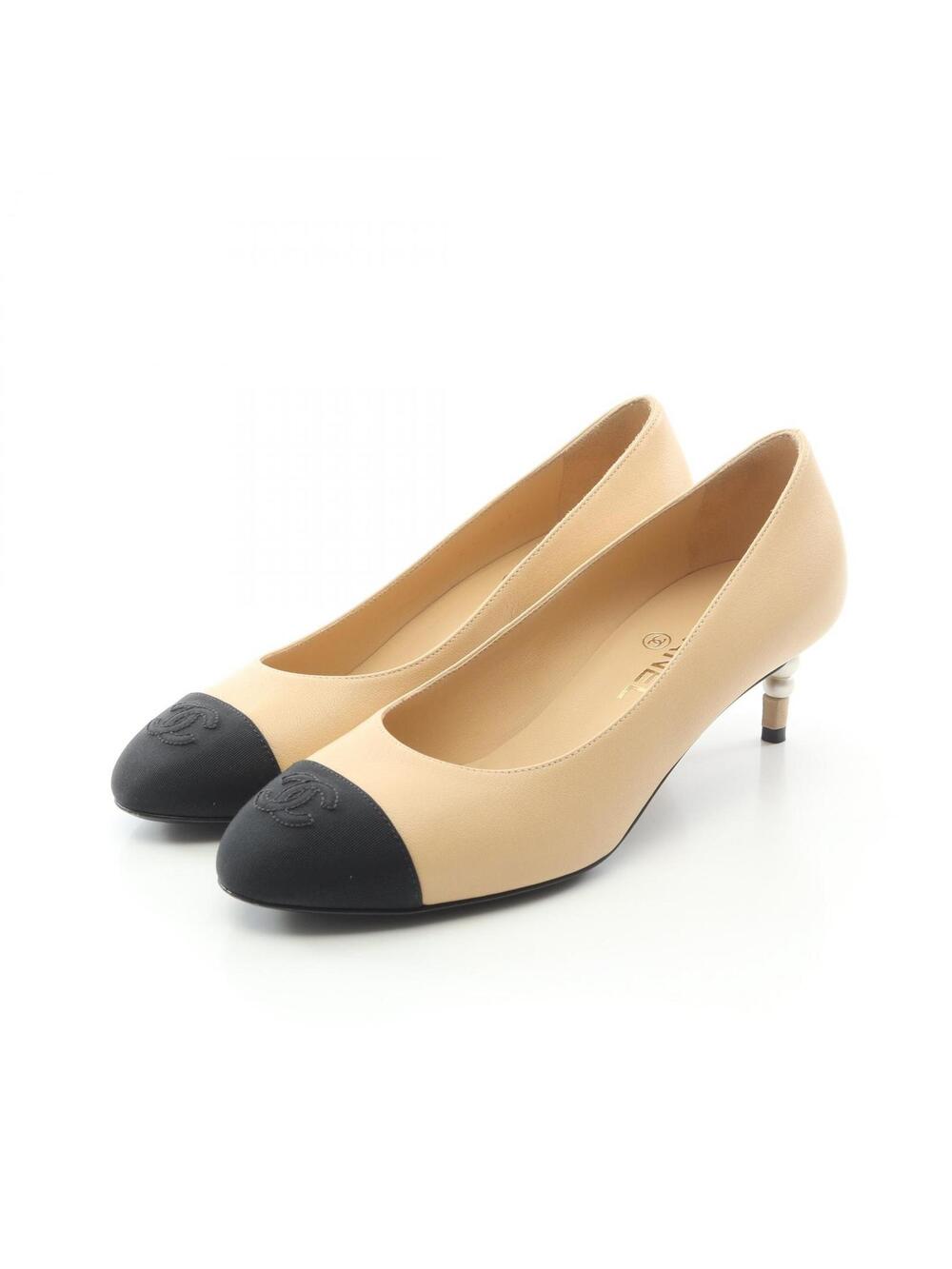 Chanel Coco Mark Pumps Leather Fabric #272249C84B